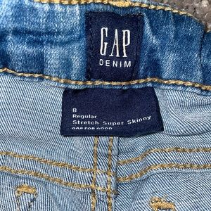 Gap denim size 8 in girls regular stretch super skinny jeans cat design